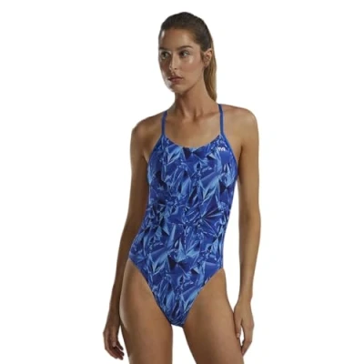 Image of TYR Women&#039;s Durafast Elite Cutoutfit Swimsuit, Blue Crystalized, 32