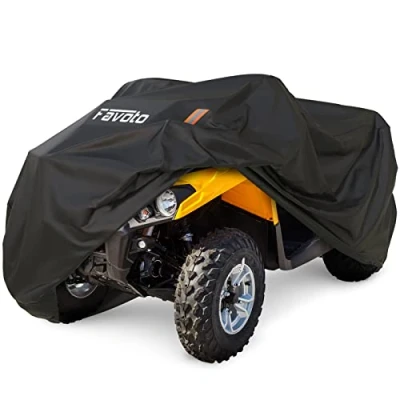 Image of Favoto ATV Cover Protective for Quad Motorcycle Outdoor with Reflective Stripe Waterproof Rain Wind Dust Snow, 256 x 110 120 cm Black