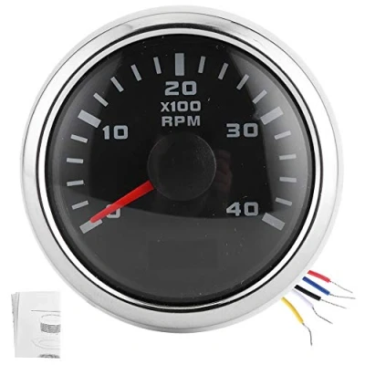 Image of LCD Digital Tachometer Gauge 52mm 4K RPM Hour Display Meter Waterproof for Car Yacht s Motorcycle