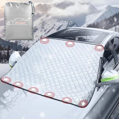 Image of Xtremeauto Magnetic Car Windscreen Cover Heavy Duty Thick Windshield Snow Shield Screen Ice Protector, Winter Window Sun UV Ray Protection Covers For Cars, SUV, Van (157 x 129cm)