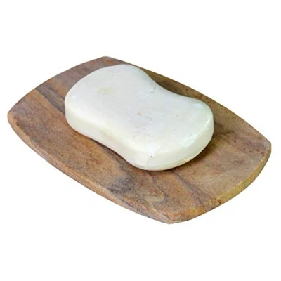 Image of Stonkraft Natural Water Absorbent &amp; Rigged Soap Dish Holder made of Rainbow Stone Unique Bath Bathroom Accessories (Curvy)