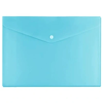 Image of 5 Pcs A5 Pastel Blue Colour Plastic Wallets Folder Documents Files Holder with Press Stud Button Polypropylene Document Clear Wallet Envelope