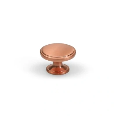 Image of Satin Copper Kitchen Knob Rose Gold Cabinet Cupboard Drawer 38mm Diameter Single Fixing Pull Furniture Replacement Upcycle DIY Handle