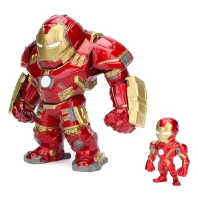 Image of Jada Toys Marvel 6&quot; Hulkbuster &amp; 2&quot; Iron Man Die Cast Collectible Toy Figure, Red,33431