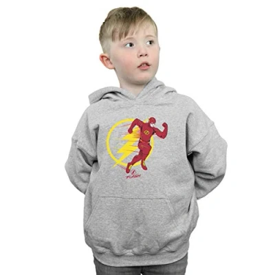 Image of DC Comics Boys The Flash Running Emblem Hoodie Sport Grey 5 6 Years
