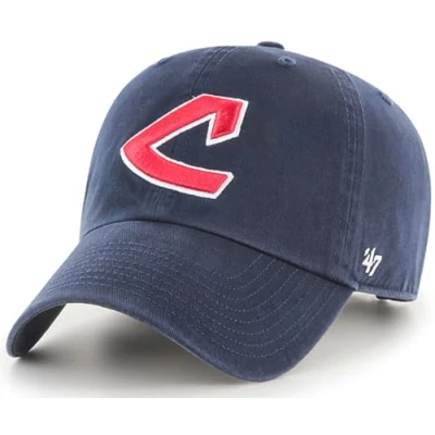 Image of &#039;47 MLB Cooperstown Clean Up Adjustable Hat Cap, Adult One Size, Cleveland Guardians Navy, size