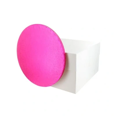 Image of Culpitt Cerise Board &amp; Box Set 10&quot; White Cake Drum, And Board, Transport Combo Pink