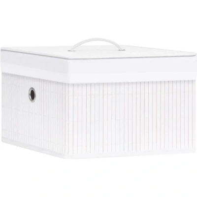 Image of vidaXL Bamboo Storage Boxes 4 pcs White