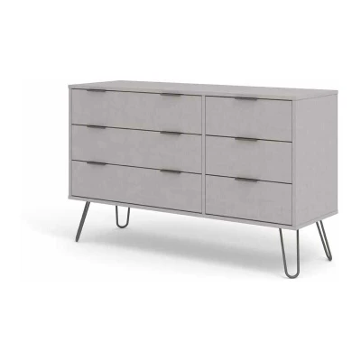Image of Core Products Augusta Grey 3+3 Drawer Wide Chest of Drawers