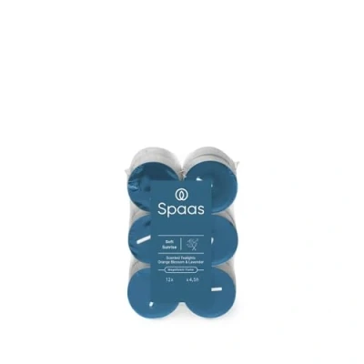 Image of Spaas Scented Tealights flatpack x12 4.5h, Soft Sunrise, Blue