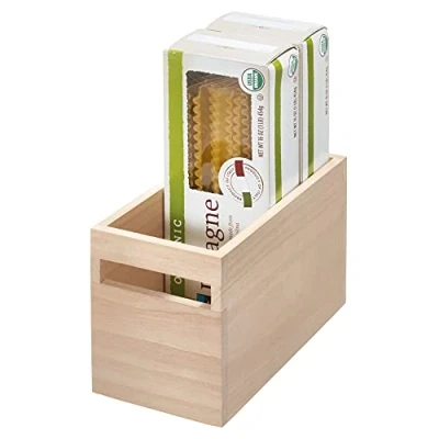 Image of iDesign 33590 EcoWood Kitchen Storage Box, Container Made from Eco Friendly Paulownia Wood, for Kitchens, Bathrooms and More, Beige, 25.4x12.7x15.7cm