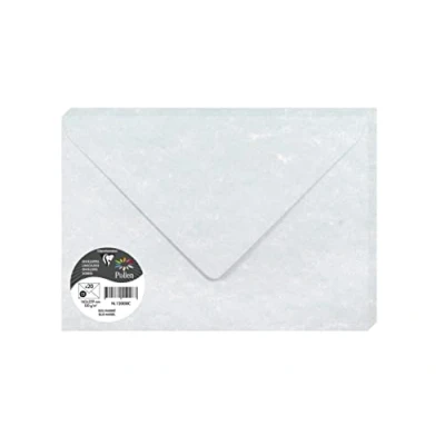 Image of Clairefontaine 120008C Pack of 20 Gummed Envelopes C5 Format 16.2x22.9cm 120g/m² Color Marbled Blue Invitation to Events and Correspondence Pollen Range Premium Paper