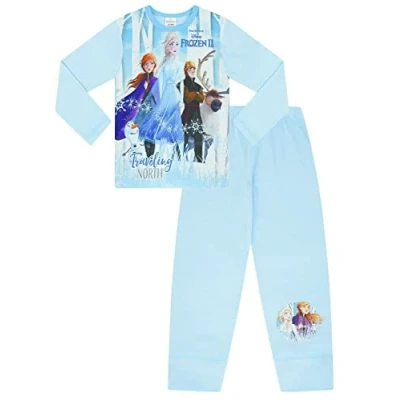 Image of Disney Frozen 2 Girls Pyjamas 10 Years Olaf Anna Elsa Kristoff Sven (5 6 Years) Pink