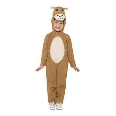 Image of Smiffys Camel Costume, Brown with Hooded Jumpsuit, Christmas Children&#039;s Fancy Dress, Animal Dress Up Costumes