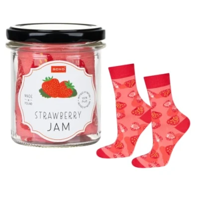 Image of soxo Socks Men Funny Women Gifts Mens Cotton Sock Ladies Gift Men&#039;s Presents 2.5 6.5 Strawberry Jam