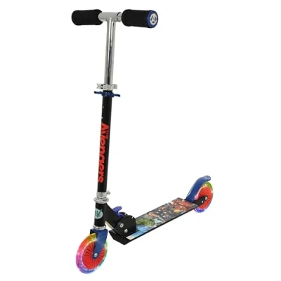 Image of Avengers Kids Scooter for Girls and Boys Folding Inline 2 Wheel Adjustable Light Up Two Wheels 58x30x80cm