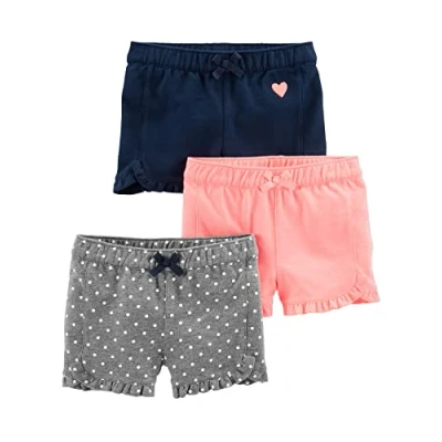 Image of Simple Joys by Carter&#039;s Baby Girls&#039; 3 Pack Knit Shorts, Pink/Grey/Navy, 2 Years (Pack of 3)