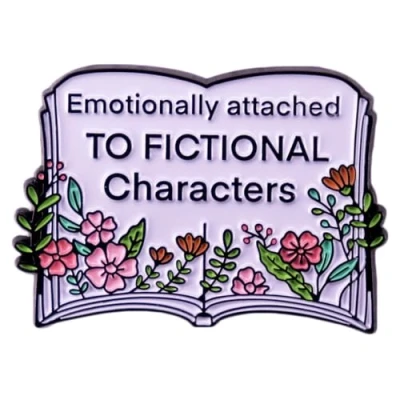 Image of Emotionally Attached To Fictional Characters Book Shape Enamel Pin Fiction Lover Brooch Gift Cartoon Badge Metal Fashion Clothing Decoration Accessories