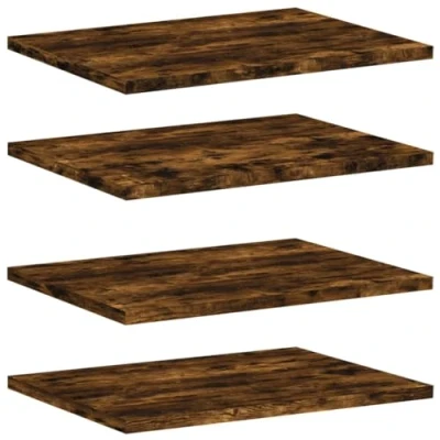 Image of vidaXL Smoked Oak Wall Shelves 4 Piece Floating Shelf Set, Engineered Wood, 40x30x1.5 cm, Multipurpose Display for Home and Office