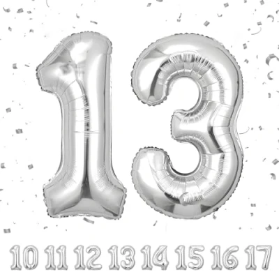 Image of Number Balloons 13,Sliver 13 Balloon 40 Inch Giant Helium Foil for Boys Girls 13th Birthday Party Decor Anniversary Decorations Supplies
