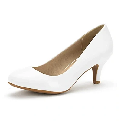 Image of DREAM PAIRS Women&#039;s LUVLY Court Shoes Sandals Bridal Wedding Party Low Heel Pump LUVLY,Size 6,White/pu,LUVLY