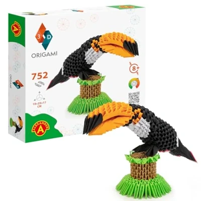 Image of Origami 3D 501834 Toucan Beautiful Paper Sculpture with Patented Components and Comprehensible Building Instructions (English Language not Guaranteed), 752 Pieces, 10 x 29 17 cm,