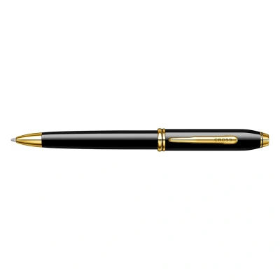 Image of CROSS Townsend Black Lacquer Ballpoint Pen with 23CT Gold Plated Appointments incl. Luxury Gift Box Refillable Medium Ballpen
