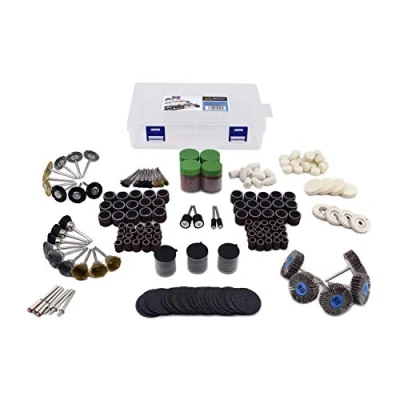 Image of Merryland Rotary Tool Accessory for Dremel 334pcs, Sanding Band Drum Flap Wheel Sandpaper Flet Polishing Buffing Cut Off Mini Brushs, Electric Power DIY, RMTA334A1