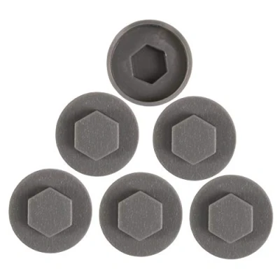 Image of 200x Merlin Grey Hex TEK Roofing Cover Caps for 16mm Washer/Coverage &amp; 8mm Recess