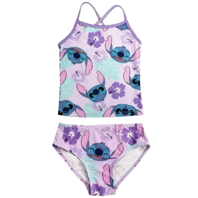 Image of Disney Lilo &amp; Stitch Girls Swimming Costume Tankini Bikini 2 Piece Set (Lilo Stitch, 9 10 Years)