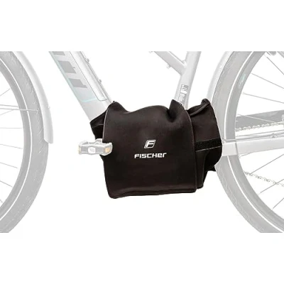 Image of FISCHER 50383 Black Neoprene Motor Protection Cover for E bike Mid Against Wet, Dust and Dirt Universal Fitting