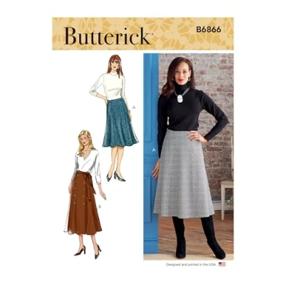 Image of BUTTERICK B6866F5 Misses&#039; Skirt and Sash F5 (16 18 20 22 24)
