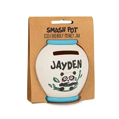 Image of History &amp; Heraldry Personalised Bamboo Smash Pot Money box (Jayden)