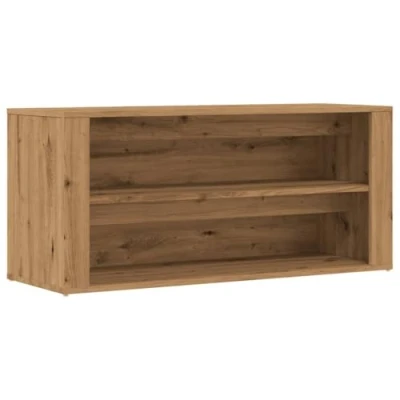 Image of vidaXL Shoe Bench Entryway Seat Rack Artisan Oak Engineered Wood 2 Compartments 100x35x45 cm Modern Brown Hallway Furniture