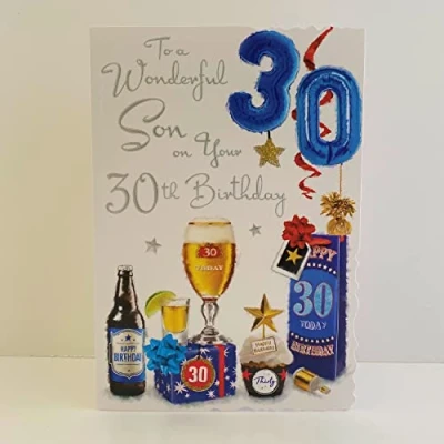 Image of Jonny Javelin Wonderful Son 30th Birthday Card Present Beer Glass Cupcake