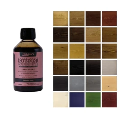 Image of Littlefair&#039;s Wood Stain Water Based 250 ml Indoor Furniture Light &amp; Dark Finishes Special Non Toxic Eco Friendly Formula for Crafts Colour: French Oak