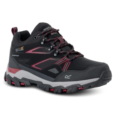Image of Regatta Women&#039;s Breathable Holcombe III Low Walking Shoes Black Beaujolais, Size: UK 3