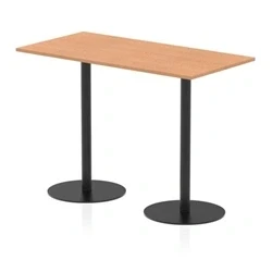 Image of Italia 1600 x 800mm Poseur Rectangular Table Oak Top 1145mm High Black Leg