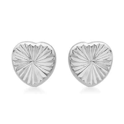 Image of Carissima Gold Children&#039;s 9 ct White 6 mm Diamond Cut Heart Stud Earrings