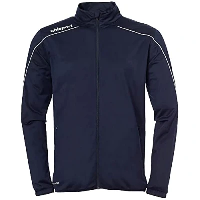 Image of Uhlsport Football Stream 22 Classic Jacket Kids, Navy/White, Smartbreathe Pique Brushed Outdoor Sports, Size 34/36