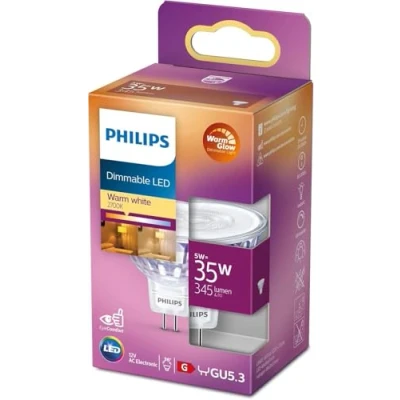 Image of Philips LED Classic Spot Warm Glow Dimmable Indoor Light [Warm White 2200 2700K] 5W 35W Equivalent. Spotlights for Home Lighting