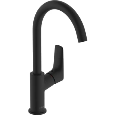 Image of Hansgrohe 71130670 Logis Single lever basin mixer 210 with swivel pop up waste set, matt black, spout height 210mm