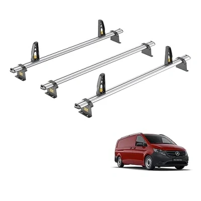 Image of Van Guard Roof Rack for Mercedes Vito (2014+) 3 Aluminium Bars &amp; 4 Load Stops VG264