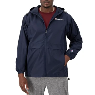 Image of Champion Men&#039;s, Stadium Full Zip, Wind, Water Resistant Jacket, Navy Small Script, L