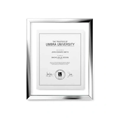 Image of Umbra Floating Frame for Displaying Documents, Diploma, Certificate, Photo or Artwork, Chrome, 11x14 Inch (28x36cm)