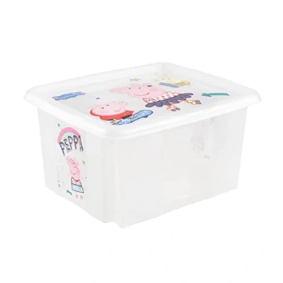 Image of keeeper Peppa Pig Storage Box with Lid, Stackable and Rotatable, For Children, 24 L, Karolina, Natural Transparent