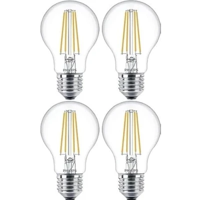 Image of Philips LED Premium Classic A60 Light Bulb 4 Pack [E27 Edison Screw] 7W 60W Equivalent, Warm White (2700K), Non Dimmable
