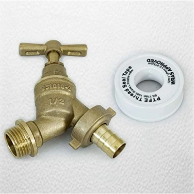 Image of 1/2&quot; 15mm Outside Bib Tap with PTFE Plumer Tape Hose Union BS1010 2 Brass Garden