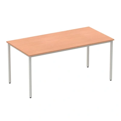 Image of Impulse 1600mm Straight Table Beech Top Silver Box Frame Leg