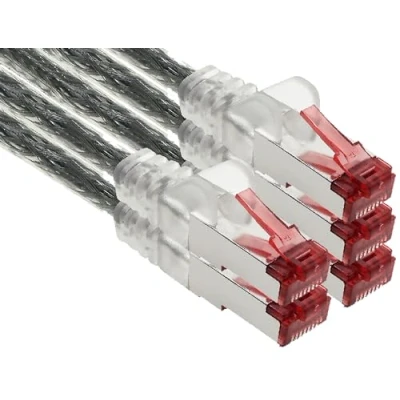 Image of 1aTTack.de 2m Cat6 Lan Ethernet Cable Patch Network Cat 6 1000 Mbit/s RJ45 Plug Internet for TV Computer switch Gaming etc. transparent 5 pieces